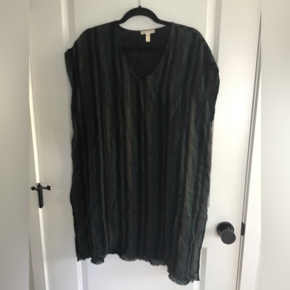 Eileen Fisher Tops - Eileen Fisher‎ Organic Gauze Cotton Poncho One Size Pinstriped